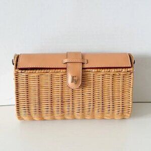 Frances Valentine Betsy Wicker Bag Crossbody Clutch Natural
